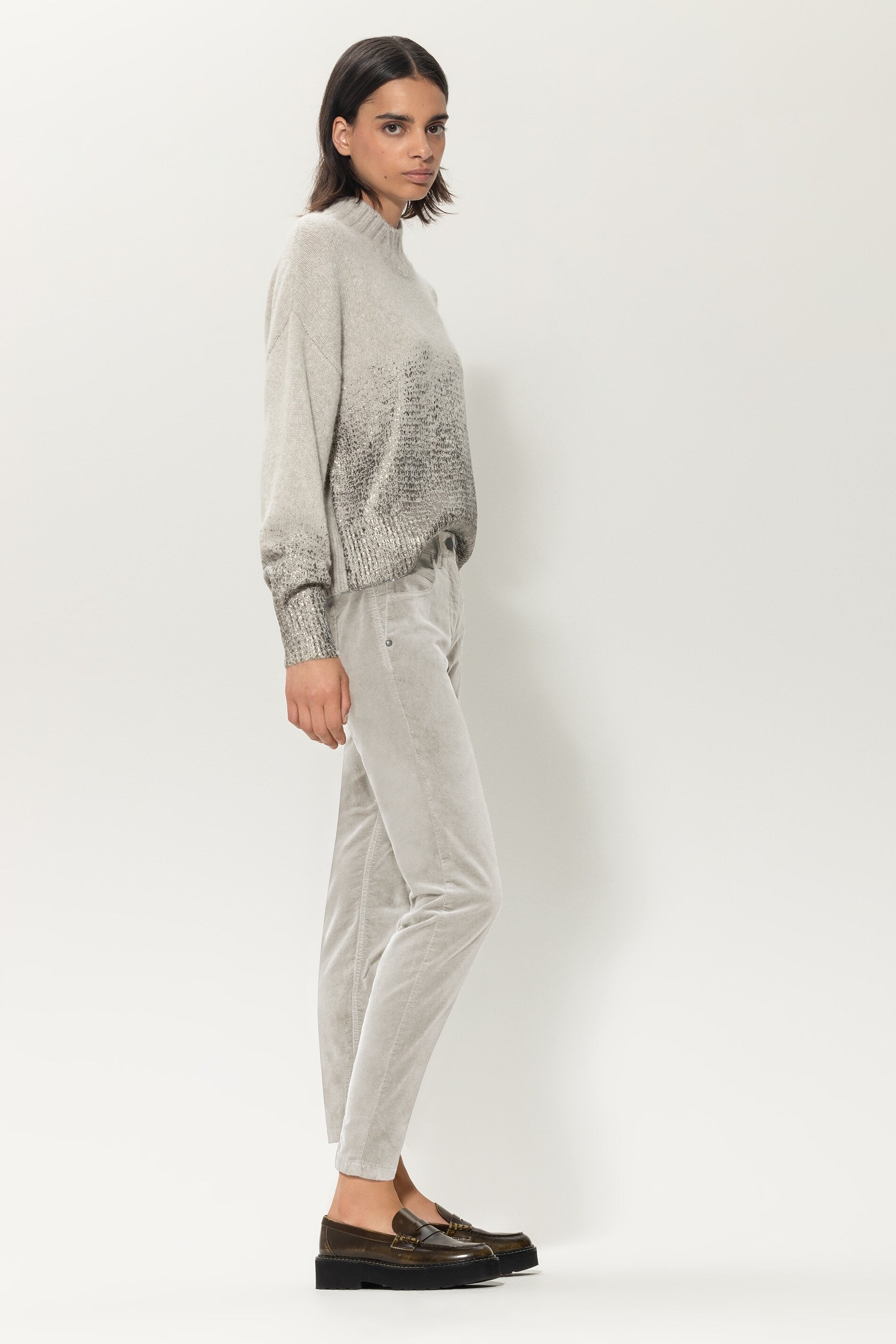 Edgy Contrasts Skinny Velvet Trousers