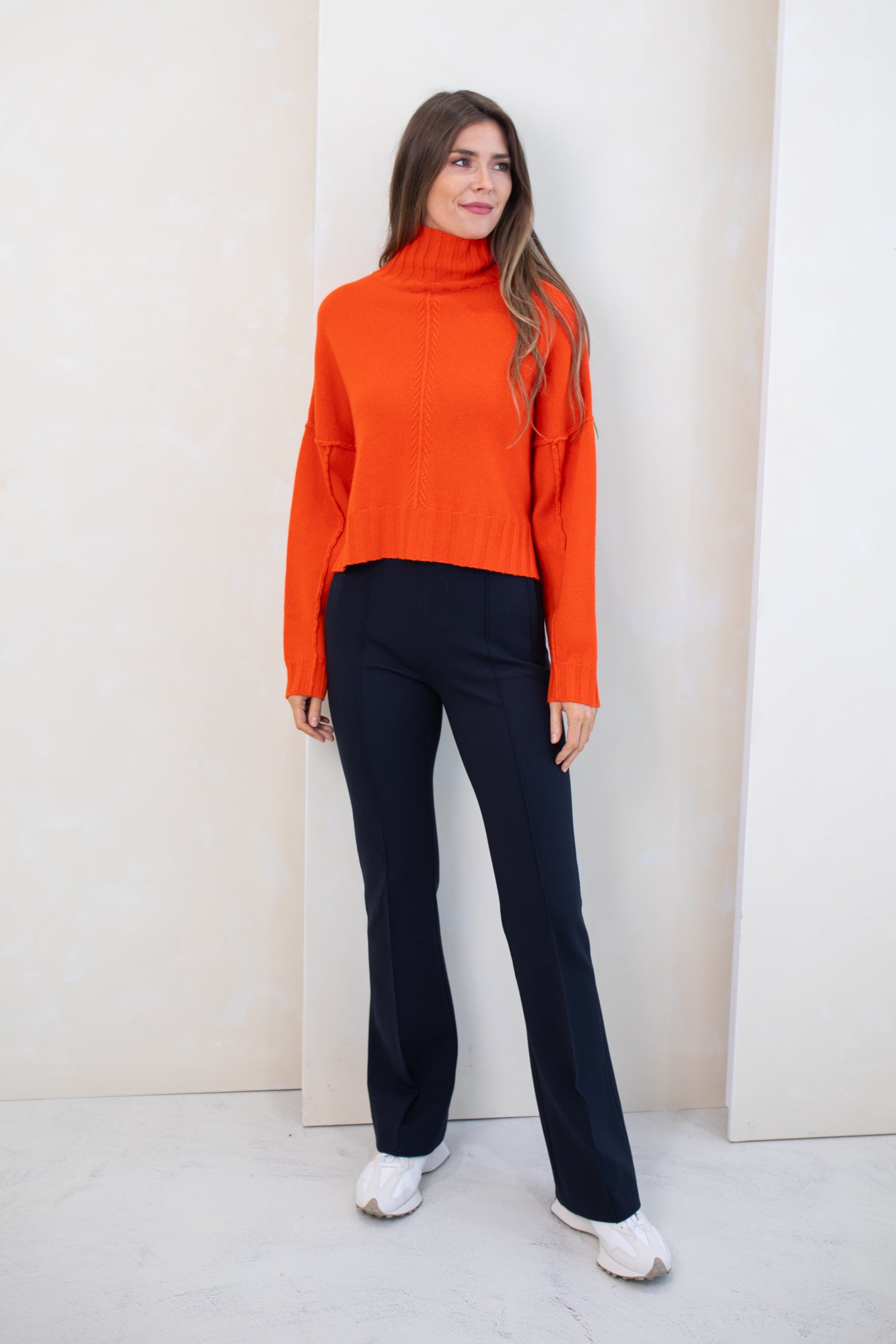 Reese Orange Cashmere Turtleneck