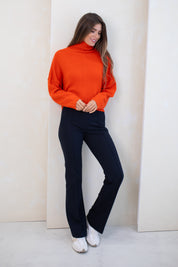 Reese Orange Cashmere Turtleneck