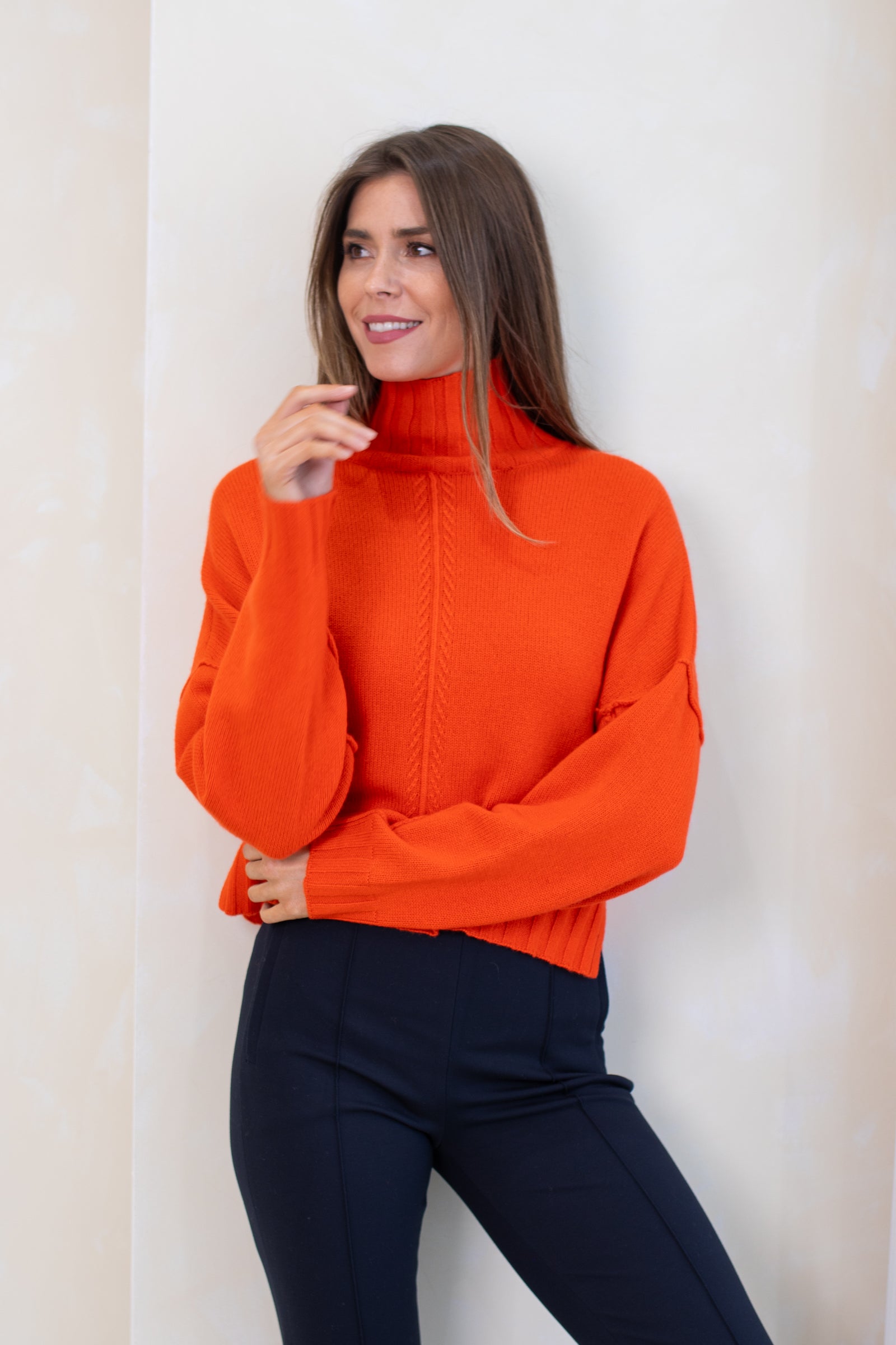 Reese Orange Cashmere Turtleneck