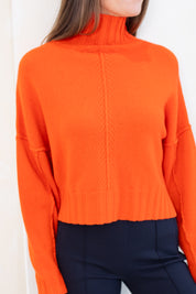 Reese Orange Cashmere Turtleneck