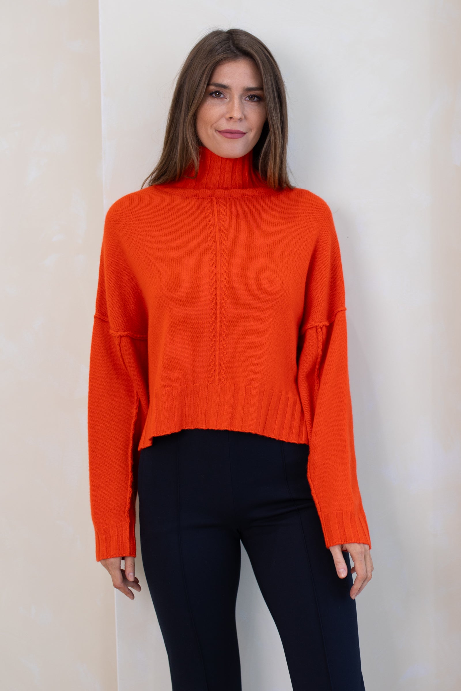 Reese Orange Cashmere Turtleneck