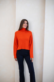 Reese Orange Cashmere Turtleneck