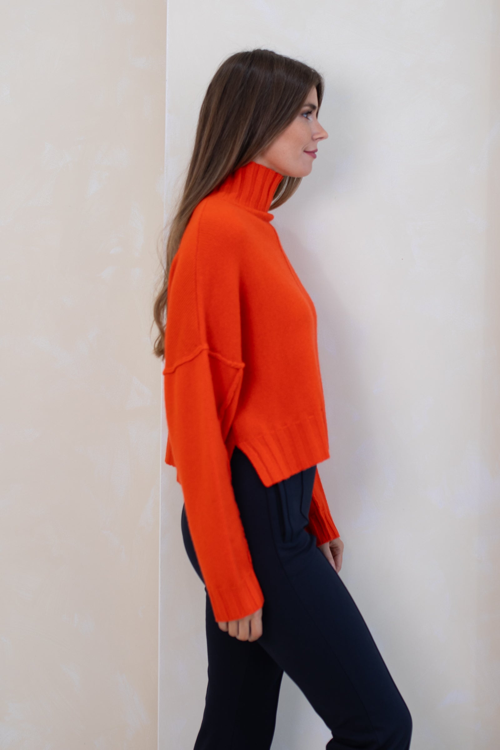 Reese Orange Cashmere Turtleneck