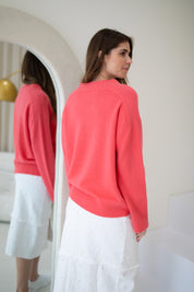 Coral V Neck Jumper