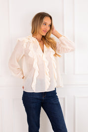 Ivory Ruffle Blouse