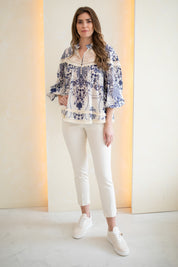 Victoria Blue Lacey Blouse