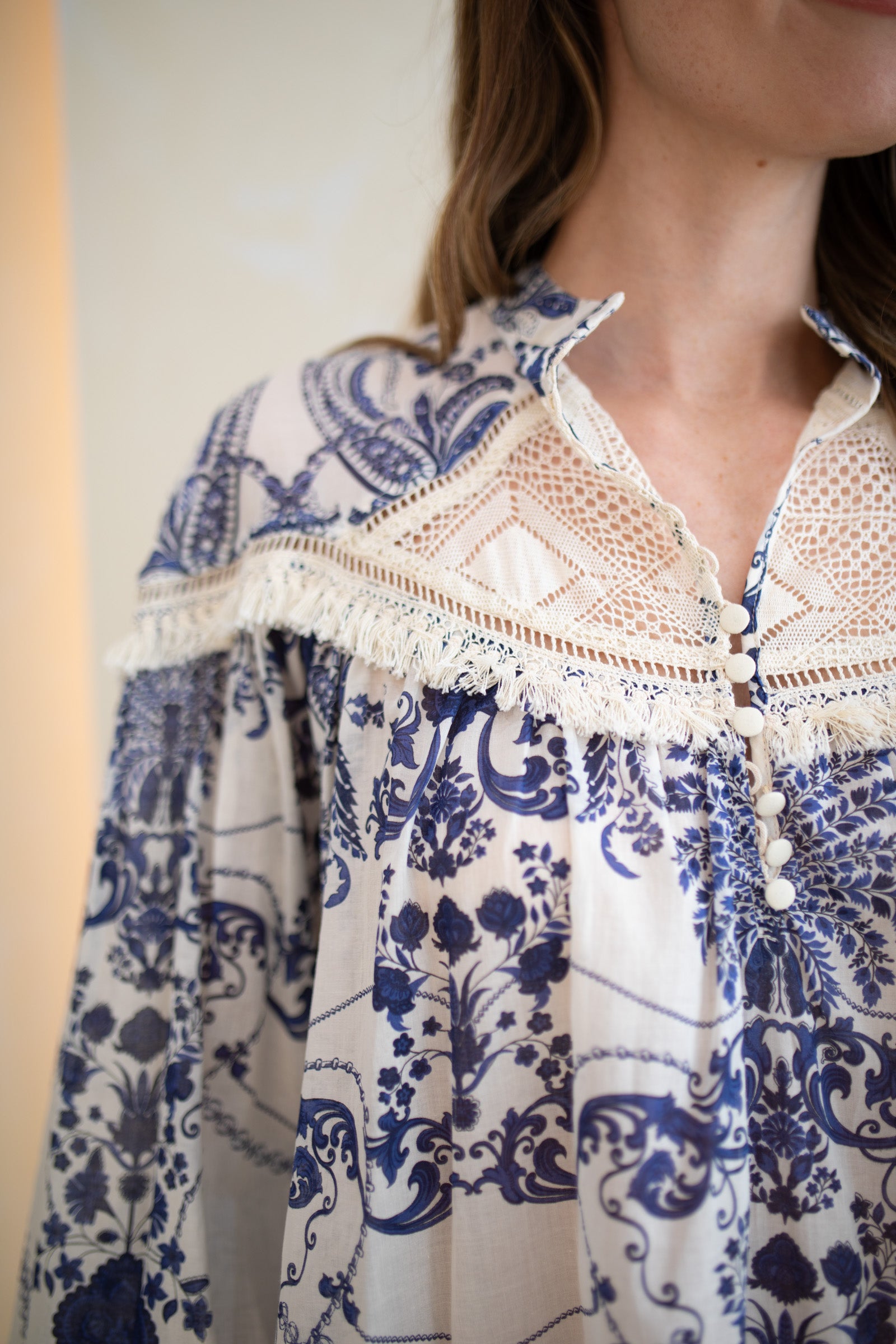 Victoria Blue Lacey Blouse