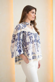 Victoria Blue Lacey Blouse