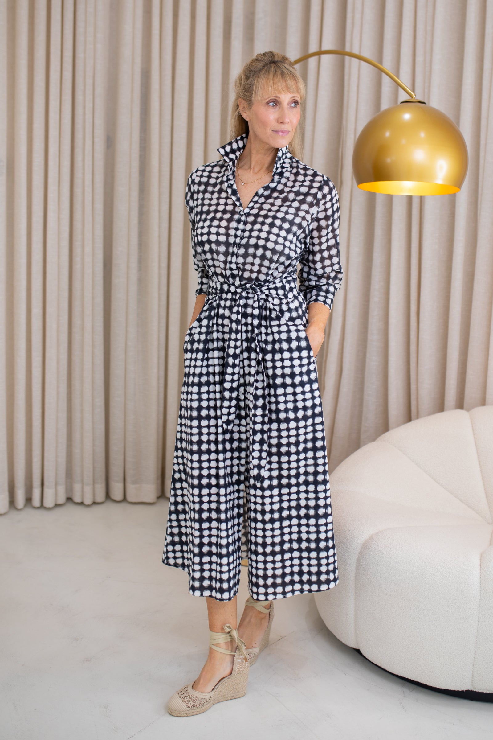 Wren Black & White Check Dress