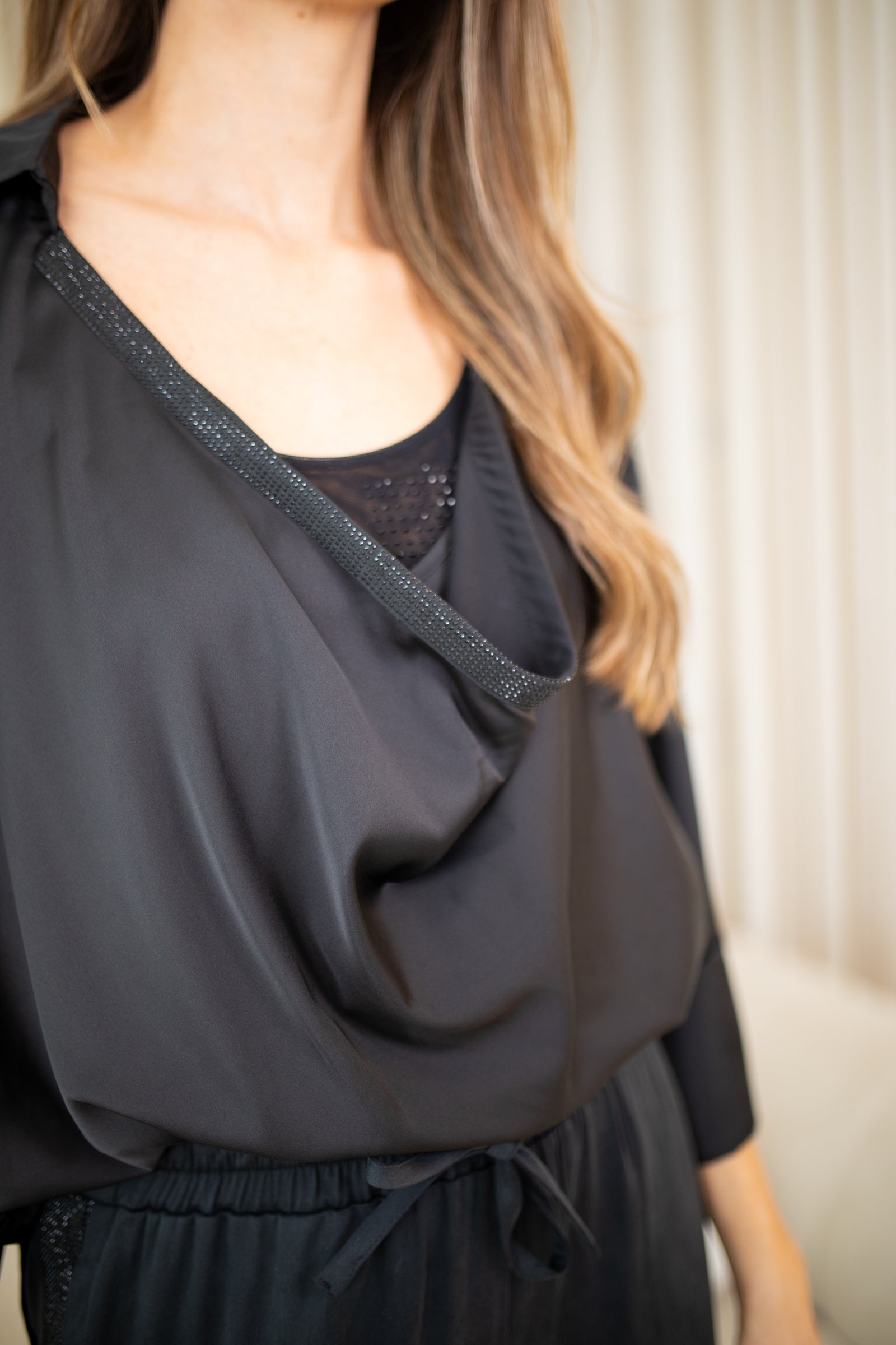 Agen Black Satin Shirt