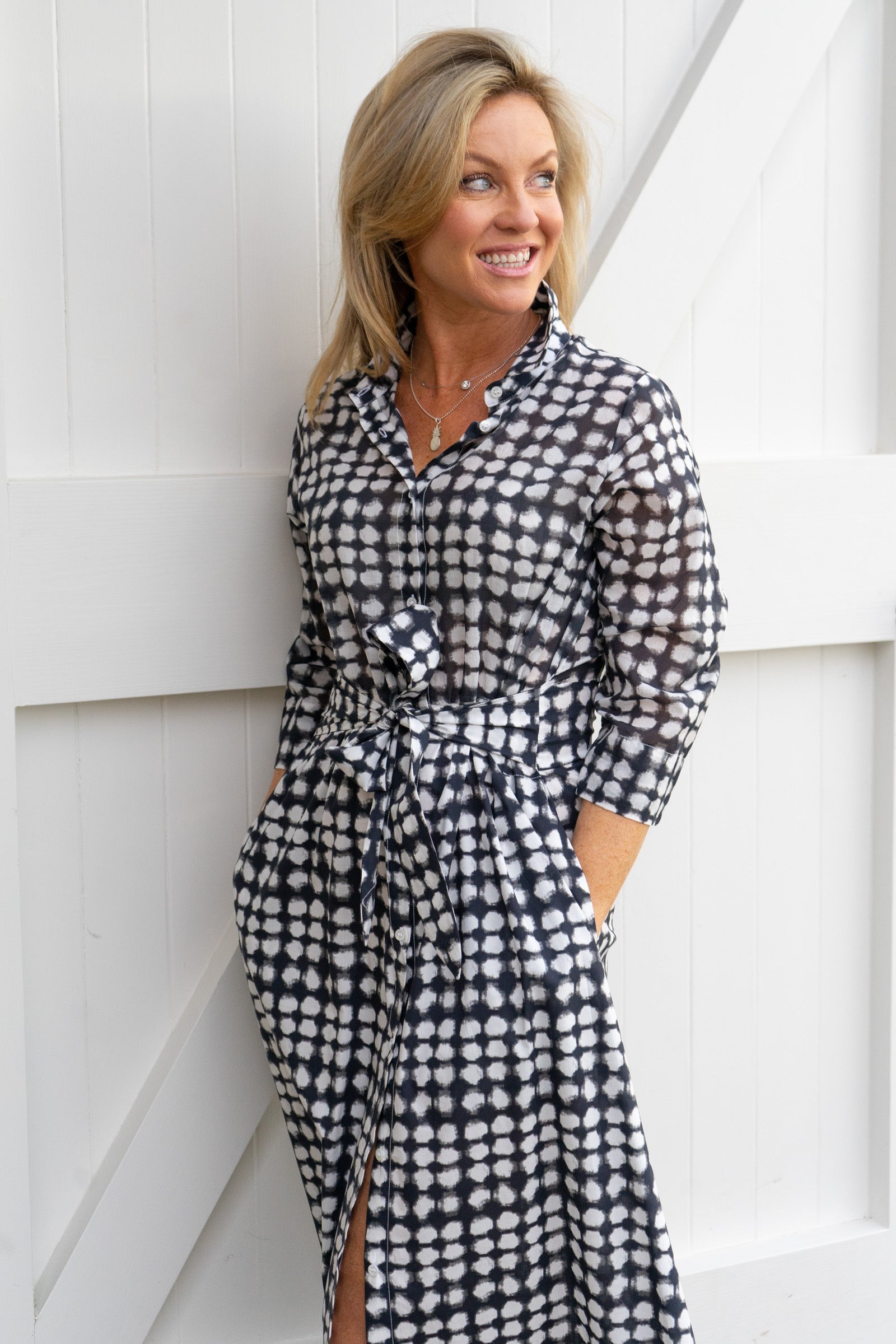 Wren Black & White Check Dress