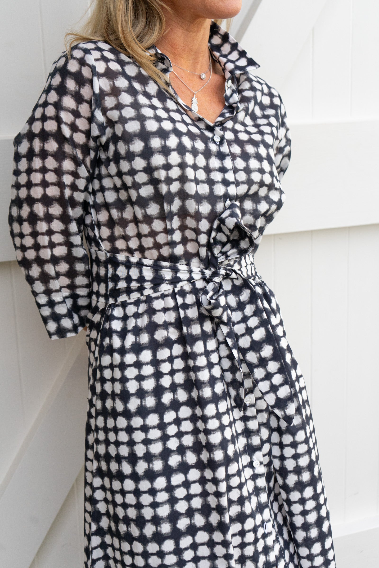 Wren Black & White Check Dress