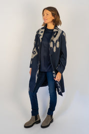 Navy Ikat Coat