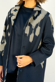 Navy Ikat Coat