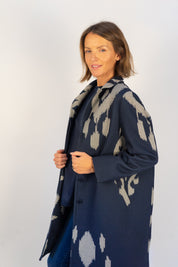 Navy Ikat Coat