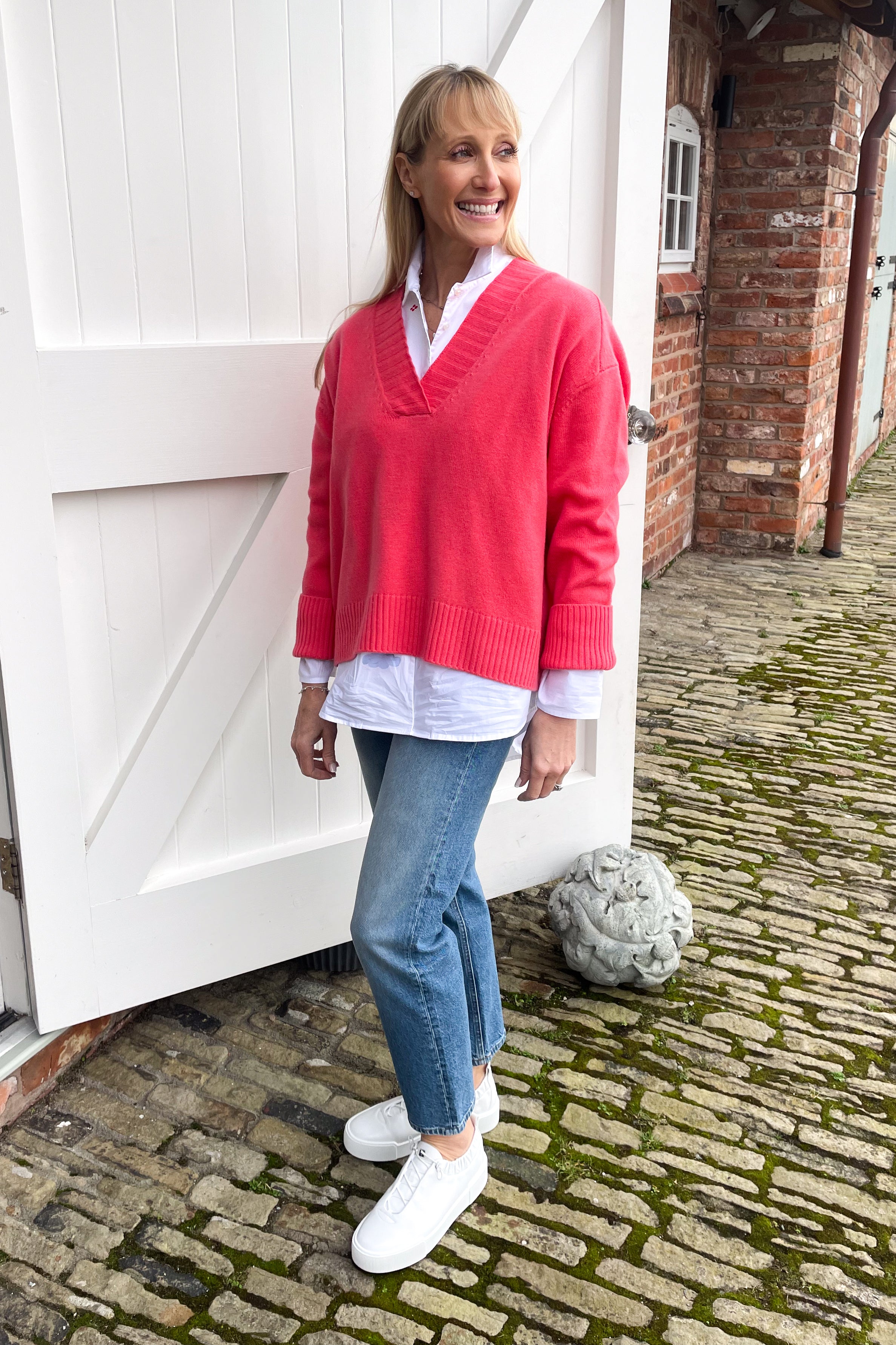 Coral V Neck Jumper