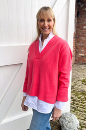 Coral V Neck Jumper