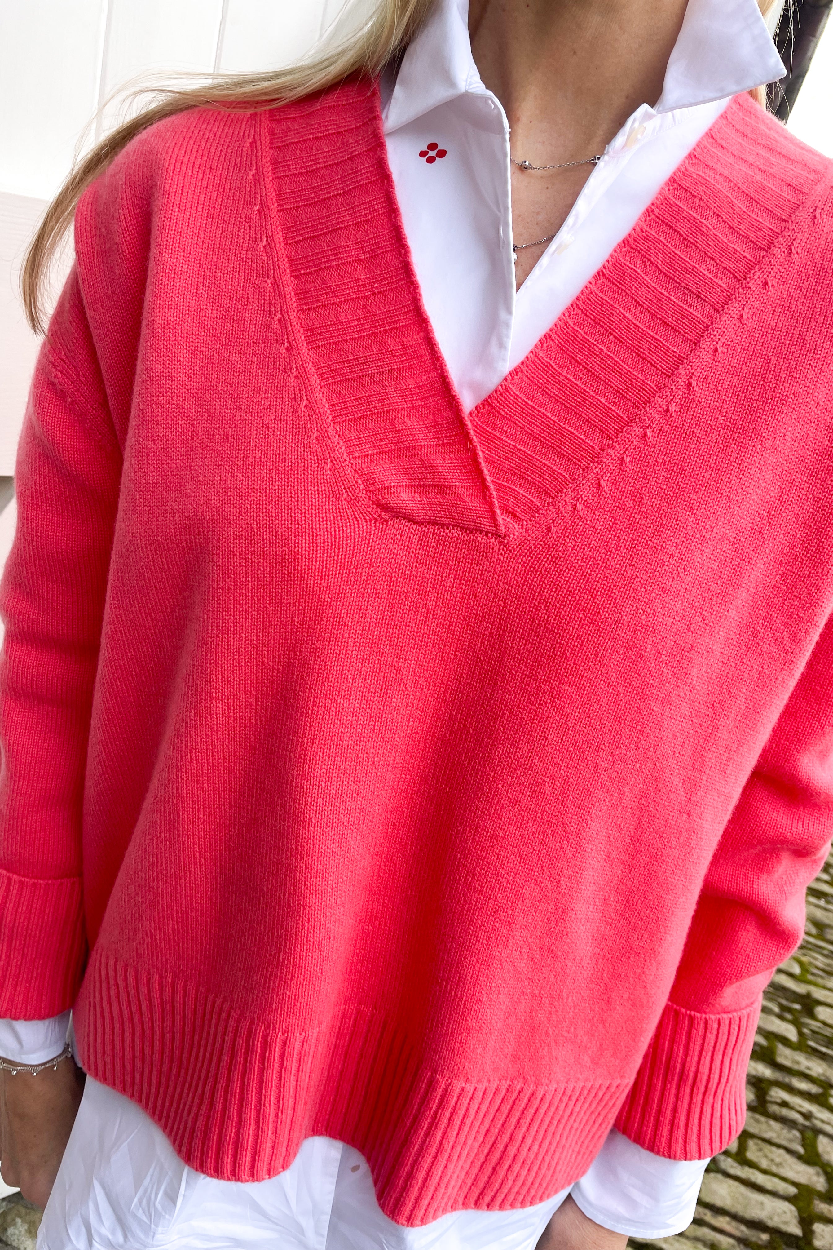 Coral V Neck Jumper