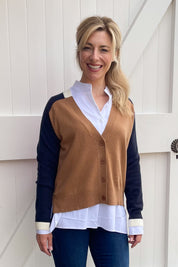 Camel & Blue Cardigan