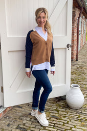 Camel & Blue Cardigan