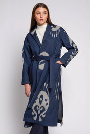 Navy Ikat Coat