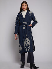 Navy Ikat Coat