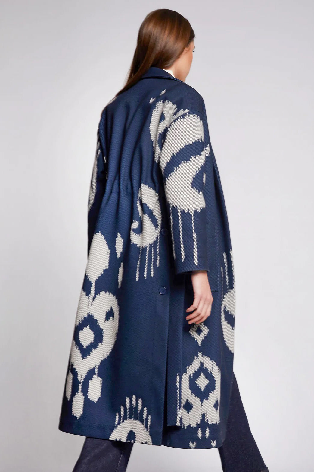 Navy Ikat Coat