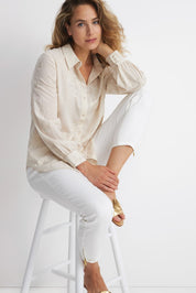 Laila Ecru Zip Detail Jeans