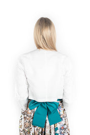 Teal Embellished Tie Belt