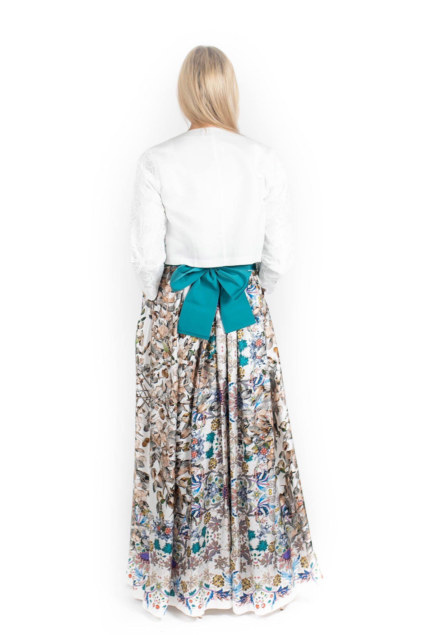 Teal Embellished Tie Belt