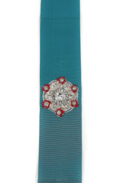 Teal Embellished Tie Belt