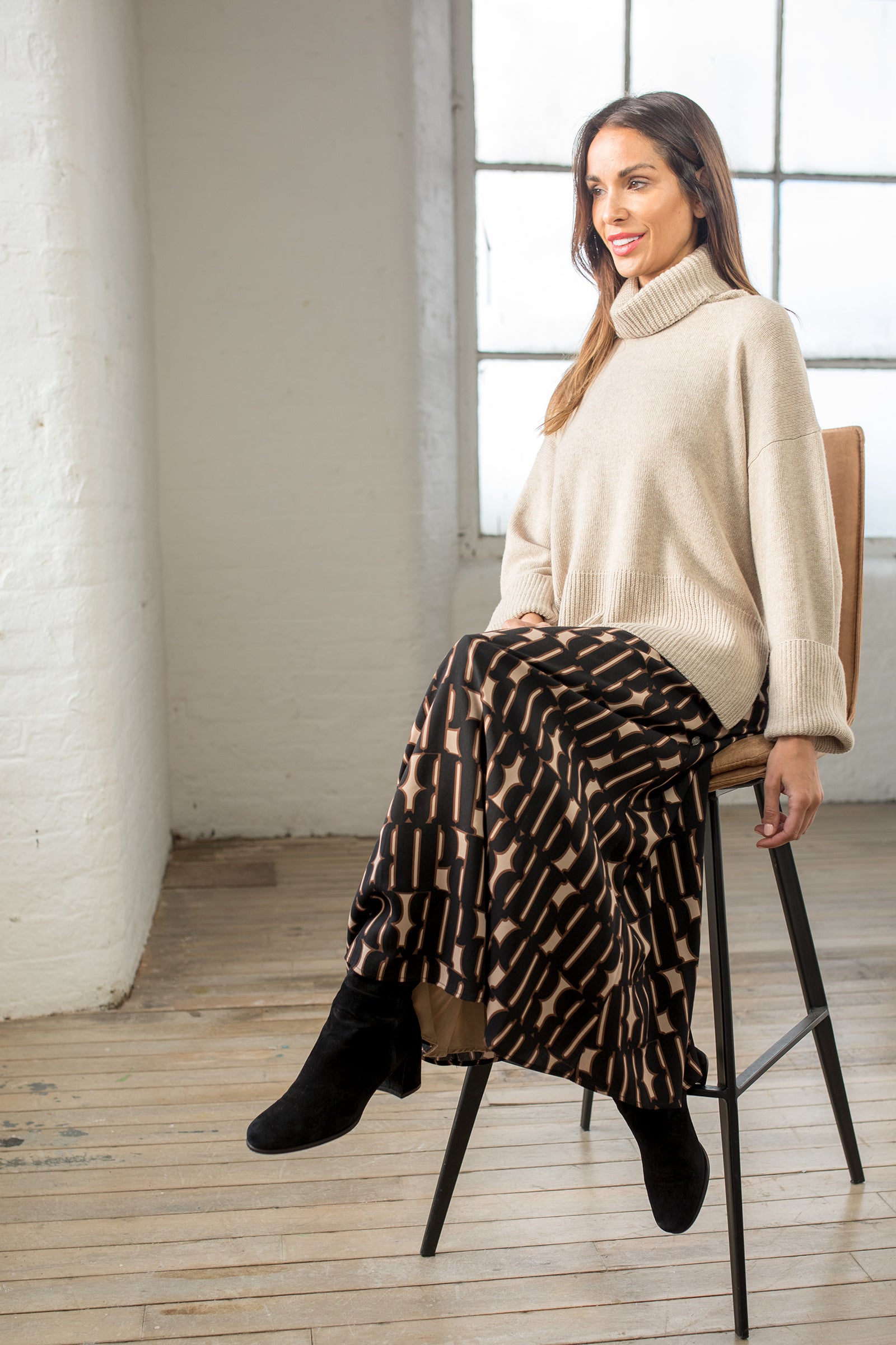 Black Print Skirt