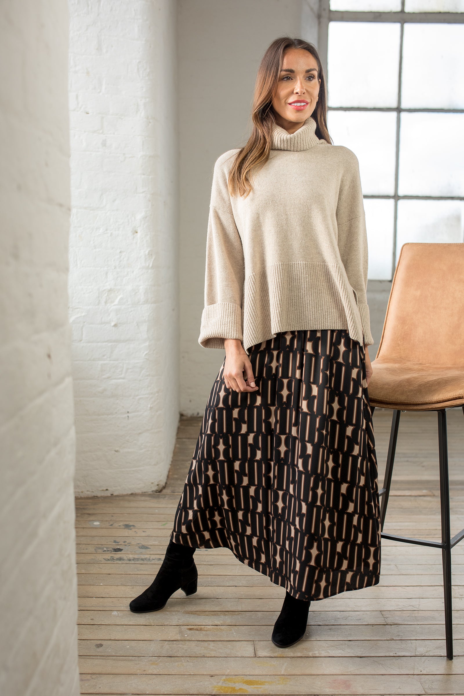 Black Print Skirt